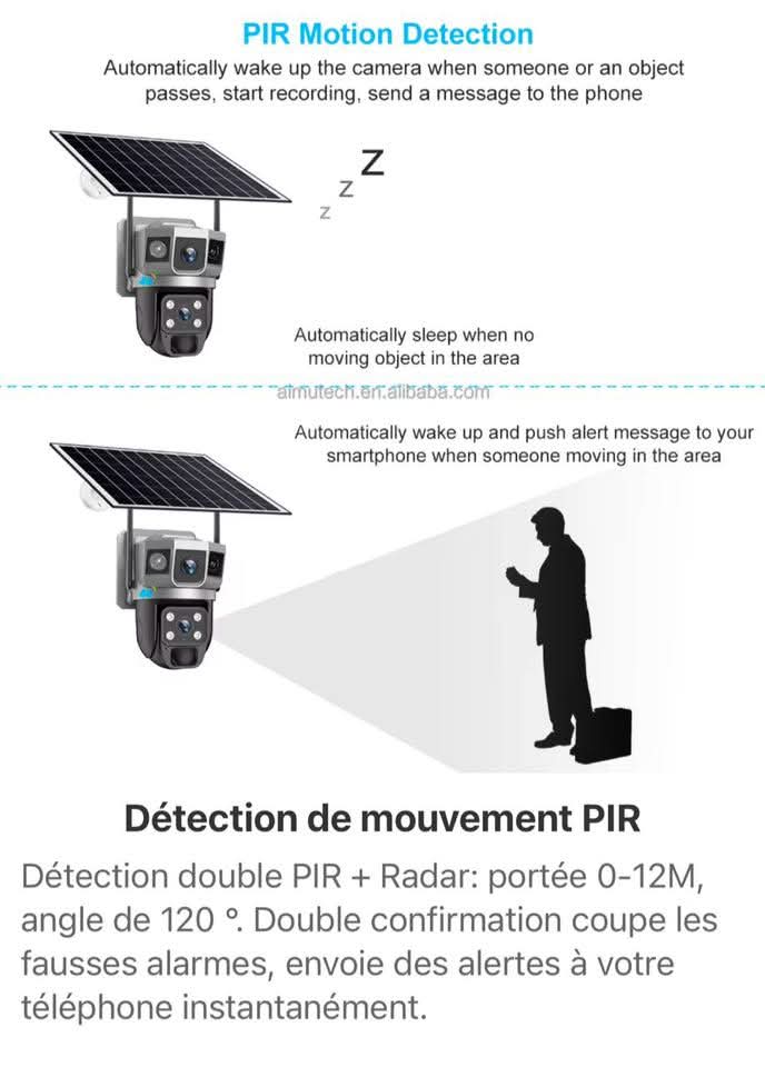 Camera de video-surveillance solaire Calus Triple vision  VC 17- Transmission par téléphone portable